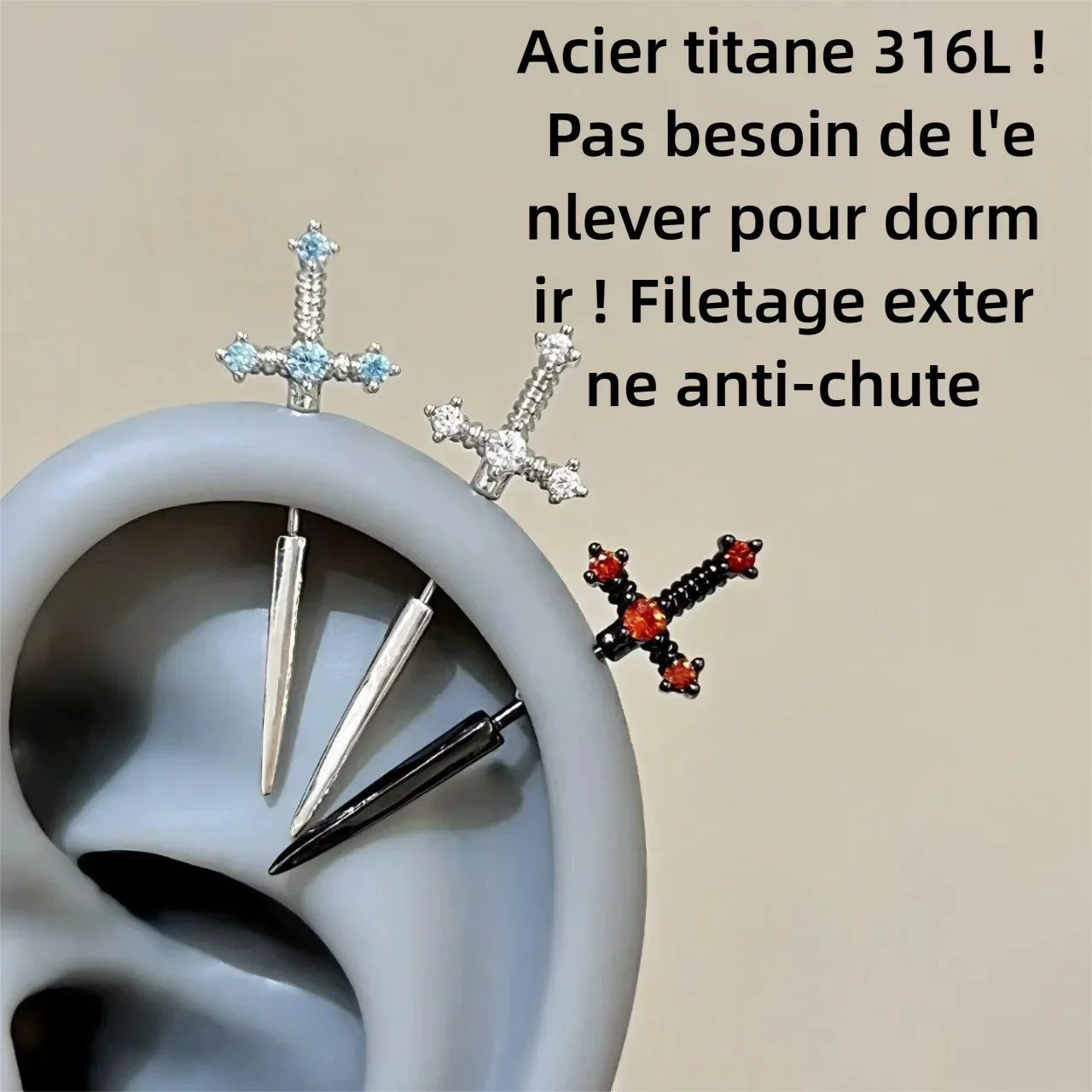 

New Fashion Cool and stylish demonic Stainless Steel Ear Bone Nail Shiny Zircon Earring for Women Body Piercing Accessorie