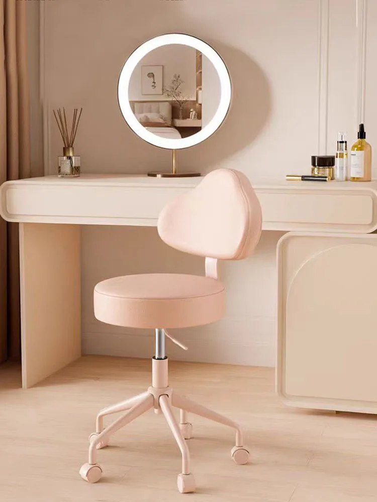 

Salon Furniture Bar Counter Chair Customized Rotating Lift Chair Home Makeup Beauty Pulley Backrest Round Chairs High Foot Stool