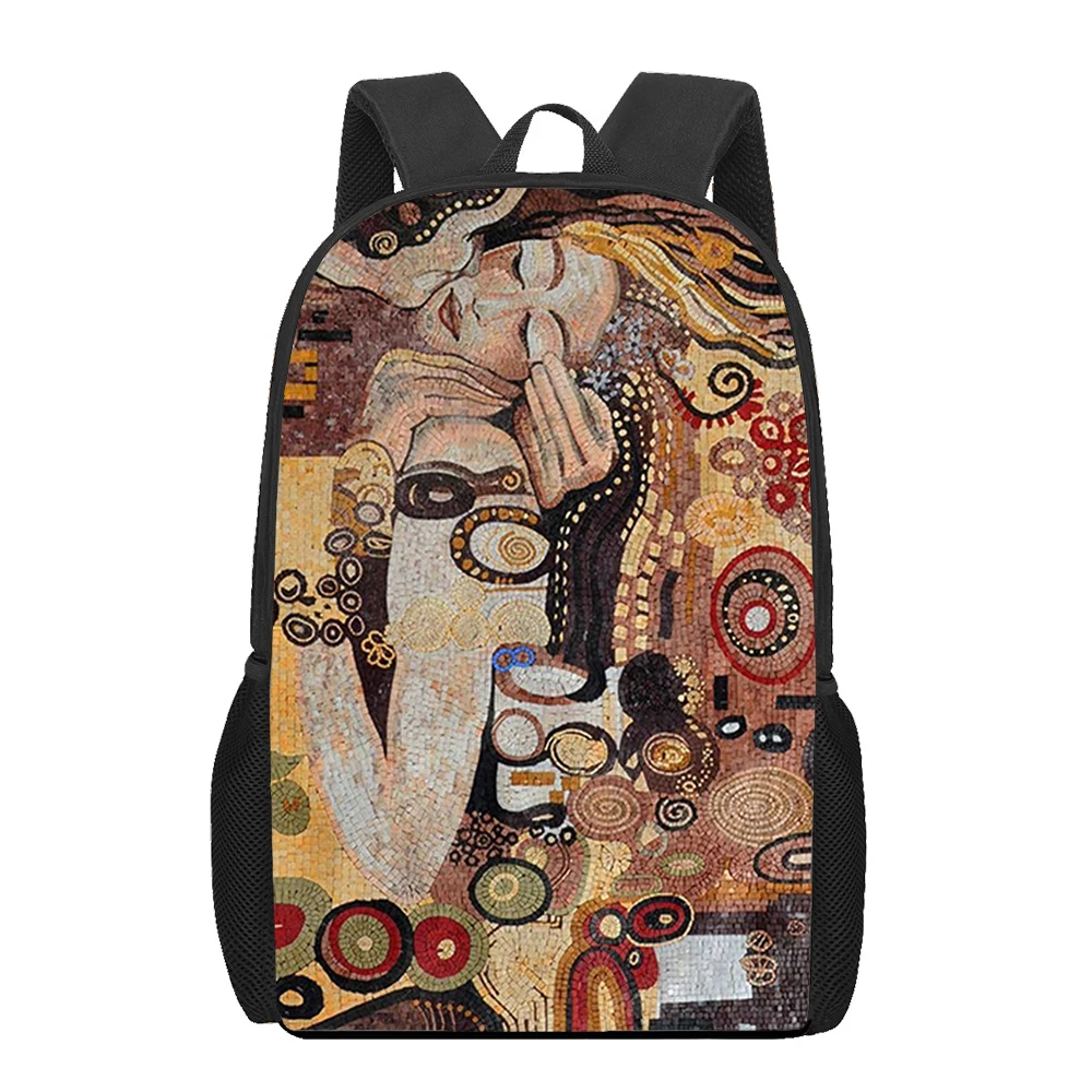 Mochila escolar con estampado 3D de pinturas artísticas Gustav Klimt para niños, bolso de Libros para adolescentes, bolsos de hombro casuales, Mochila Satchel de 16 pulgadas