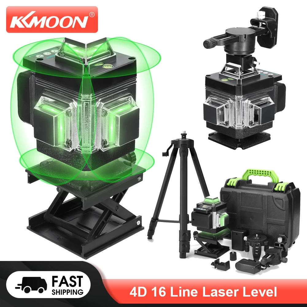 Самонивелирующийся лазерный уровень KKMOON 4D, 16 линий, 3 °, перезаряжаемый водонепроницаемый нивелир с регулируемым штативом 1,2 м Самонивелирующийся лазерный уровень KKMOON 4D, 16 линий, 3 °, перезаряжаемый водонепроницаемый нивелир с регулируемым штативом 1,2 м