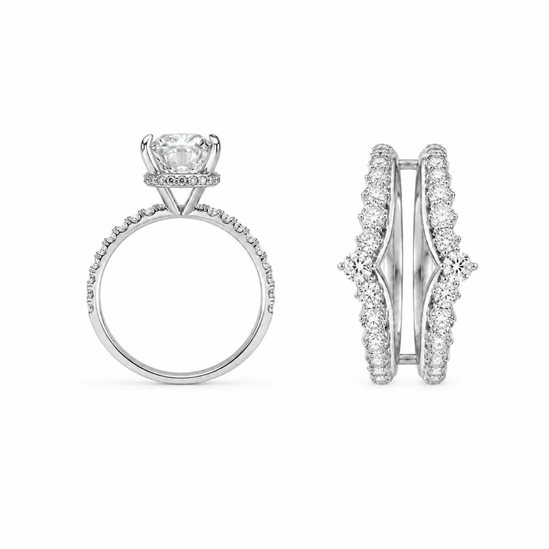 ZFSILVER 925 Sterling Silver Moissanite 3 Row Crown 3 Ring Charm For Women Fashion Classic High-Quality Jewelry Party Gift KM303
