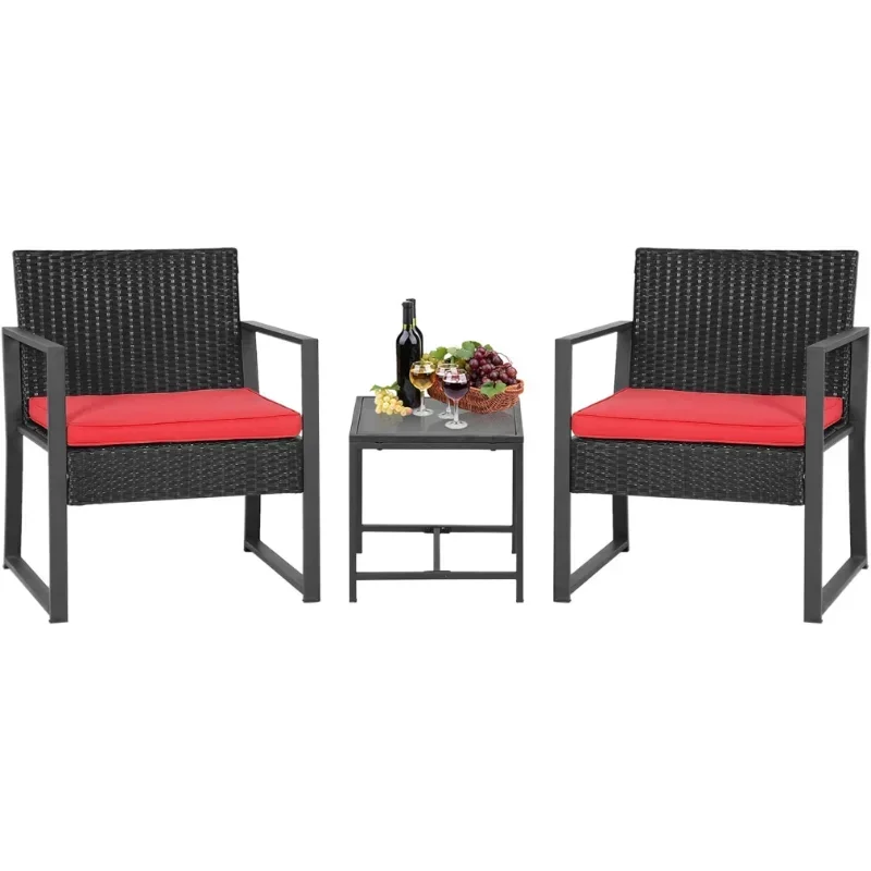 

Patio Furniture Sets 3 Piece Outdoor Bistro Set Wicker Patio Chairs Rattan Outdoor Furniture for Backyard Porch Poolside