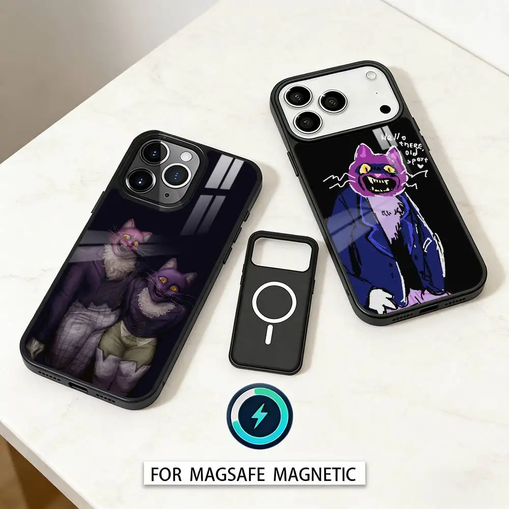 

P-PocketCat F-Fear H-Hunger Phone Case Magnetic For iPhone17 16 15 14 13 12 Pro Max For Magsafe Wireless Charging Cover