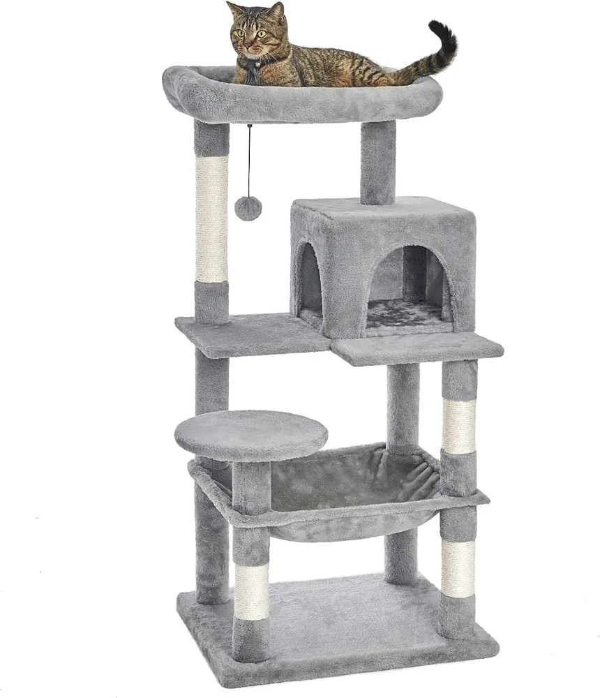 

Catinsider 46.5 inches Cat Tree Multi-Level Cat Tower with Sisal-Covered Scratching Posts, Plush Perches, Hammock and Condo