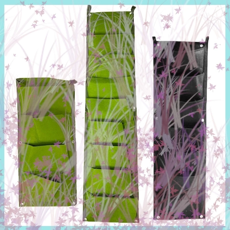 4 7 9 Pockets Green Plant Wall Hanging Grow Bags Growing Pots Vertical Garden Vegetable Flower Planter Growth Fabric Bags B2