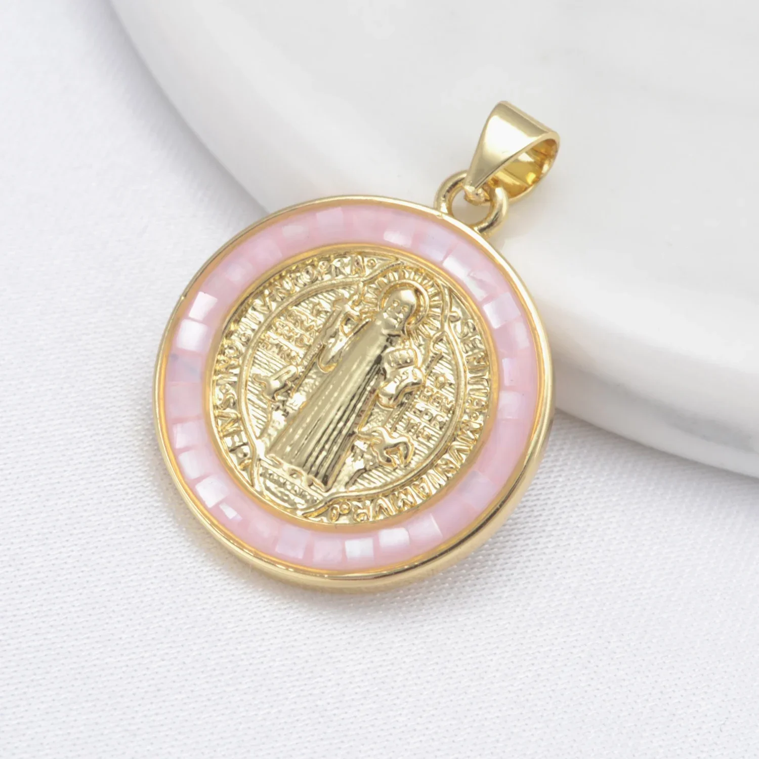 6 Pcs Color Shell Oval Pendant DIY Charm Necklace Jewelry Accessories Religious Christian Jewelry Woman Man Copper Plated Parts