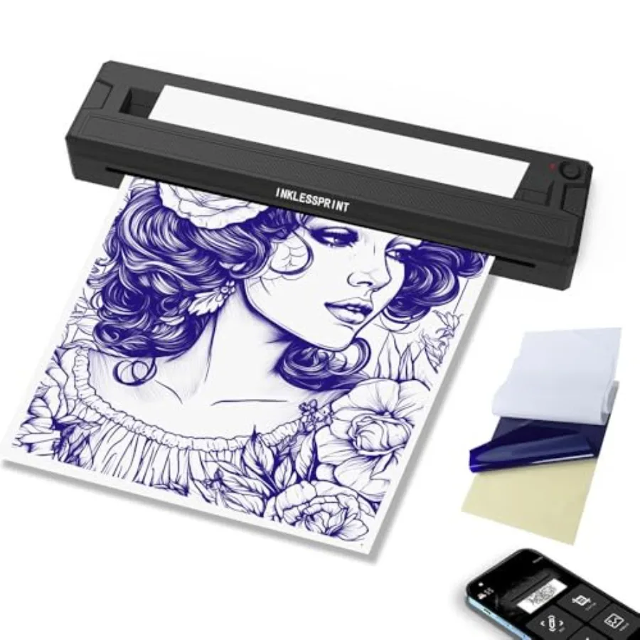 

Tattoo Stencil Printer Machine Portable Tattoo Transfer Printer for Tattoo Artists and Enthusiasts Support Smartphone PC Androi