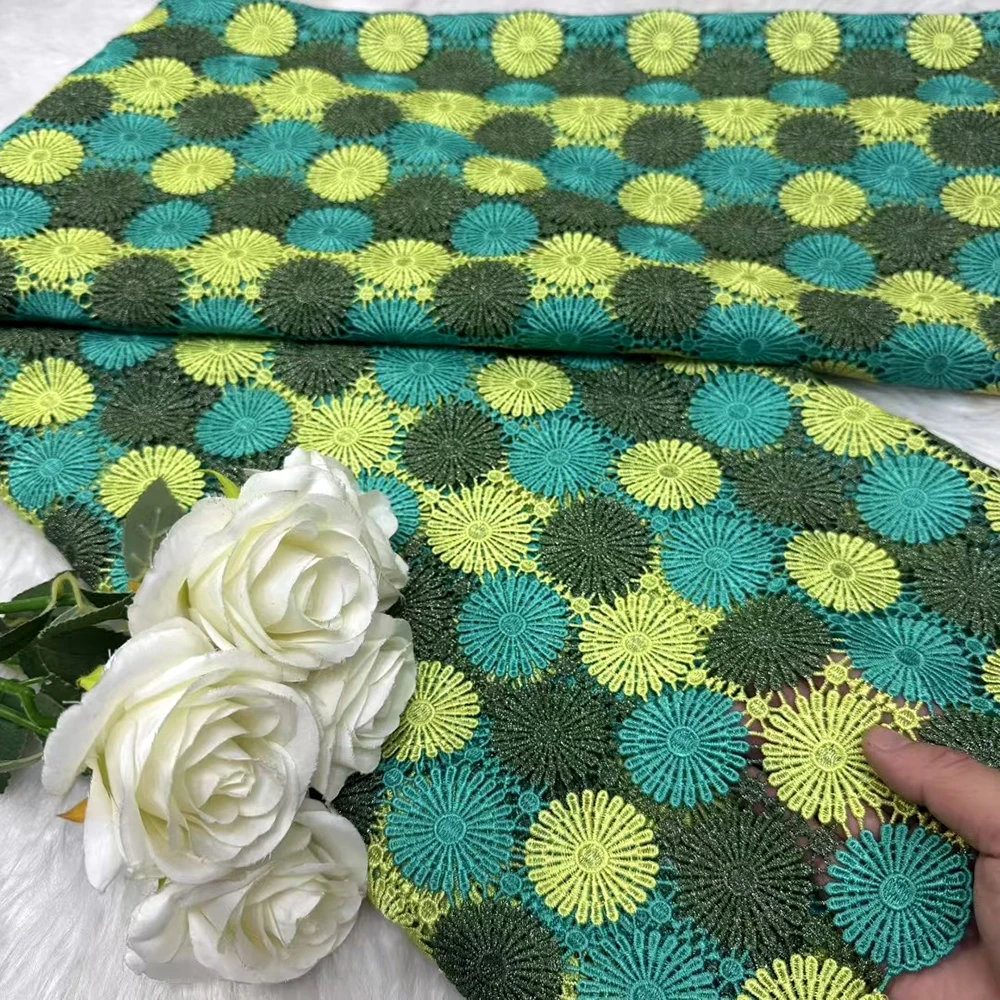 

High Quality African Lace Fabric with water soluble 2025 Newest Embroidery Lace For Sewing Nigeria Party Wedding Dress