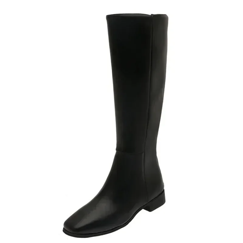 2024 New Winter Knee High Boots Women Shoes Genuine Leather Black Western Tall Long Chelsea Boots Female Trends Shoes