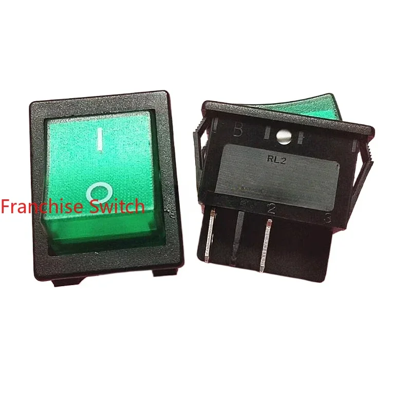 

10PCS Ship type switch RL2-321 four feet and two gears with green light, silver touchpoint 25X31MM