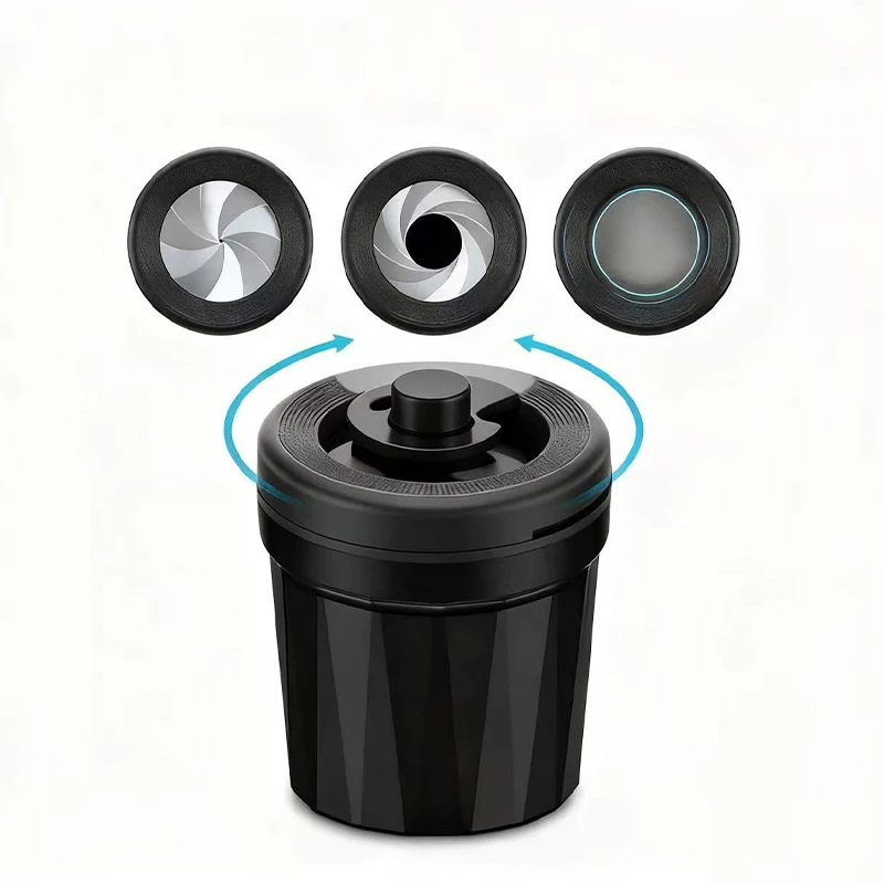 

​​Universal Car Ashtray with Secure Lid & Fire-Resistant Design - Rotating Opening Smokeless Ash Cup for Drivers Anti-Spill