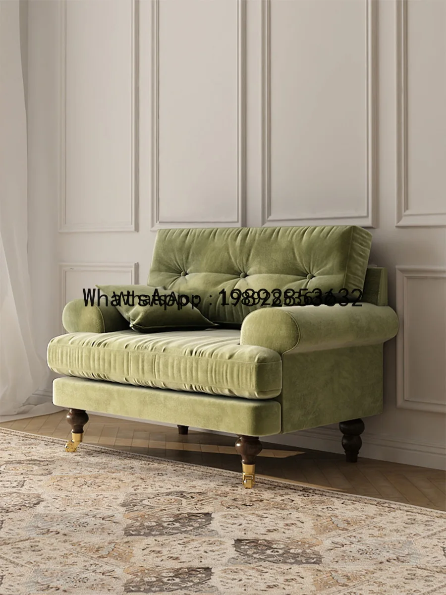 G1  American Style Fabric Sofa Three-Seater Small Apartment Living Room 123 Combination Corner Velvet Vintage Button Furniture