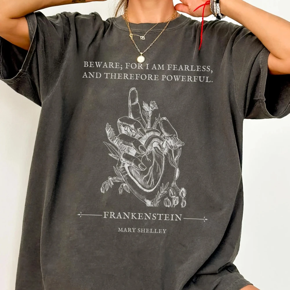 Camisa con cita de Frankenstein, camiseta de ratón de biblioteca de muy buen gusto oscuro, camiseta de lectura gótica, camiseta de ratón de biblioteca, camisa pura de capa base para todas las estaciones