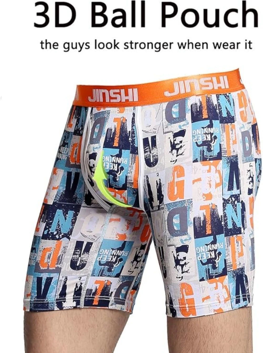 Zonbailon Men's Comfort Printing Long Boxer Briefs Big And Tall Bamboo Underwear Big Pouch Boxers