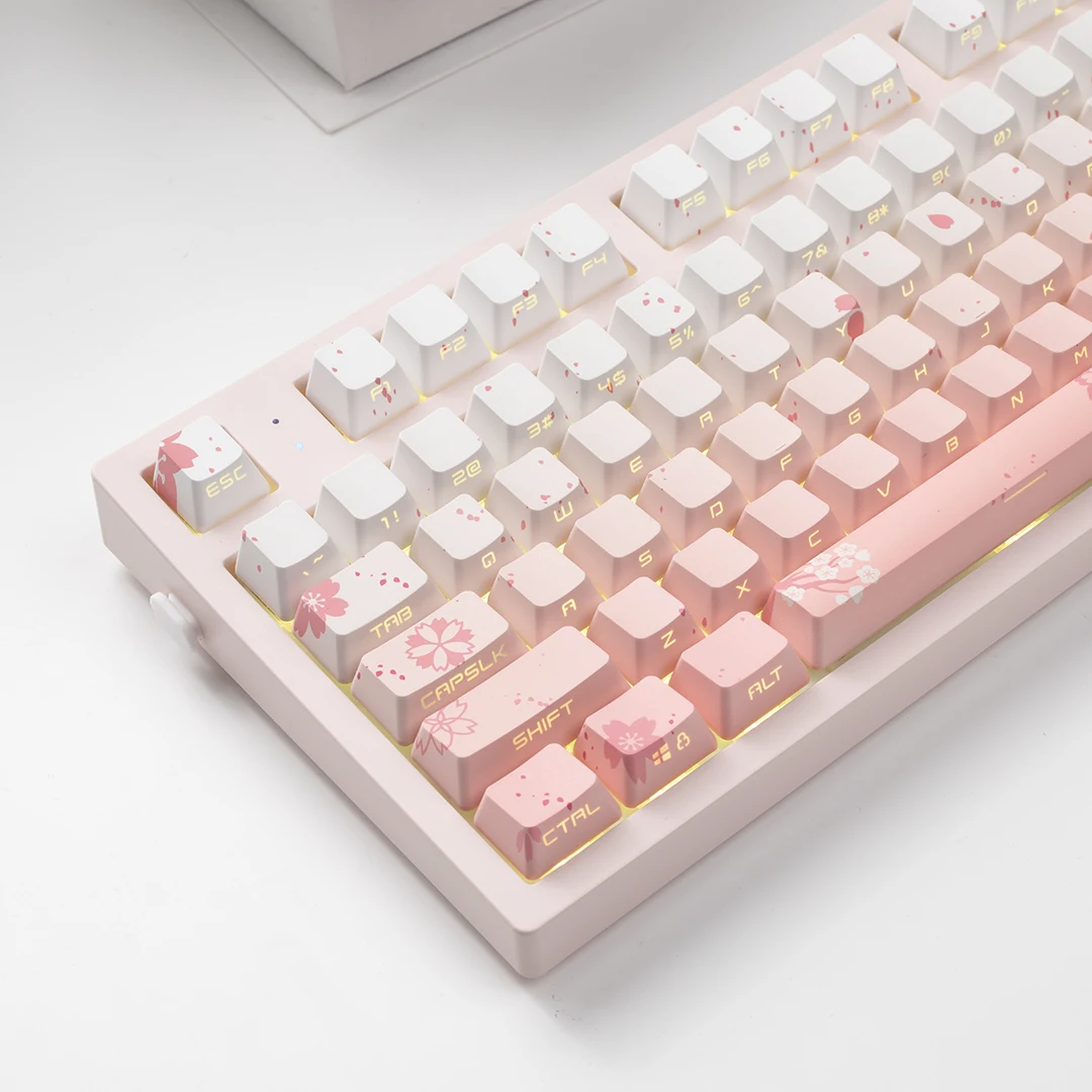 Imagem -06 - Jkdk Estúdio Sakura Colorido Keycaps Side Print Backlit Oem Perfil para 61 68 84 87 104 Teclas Cereja mx Interruptor Teclado Mecânico