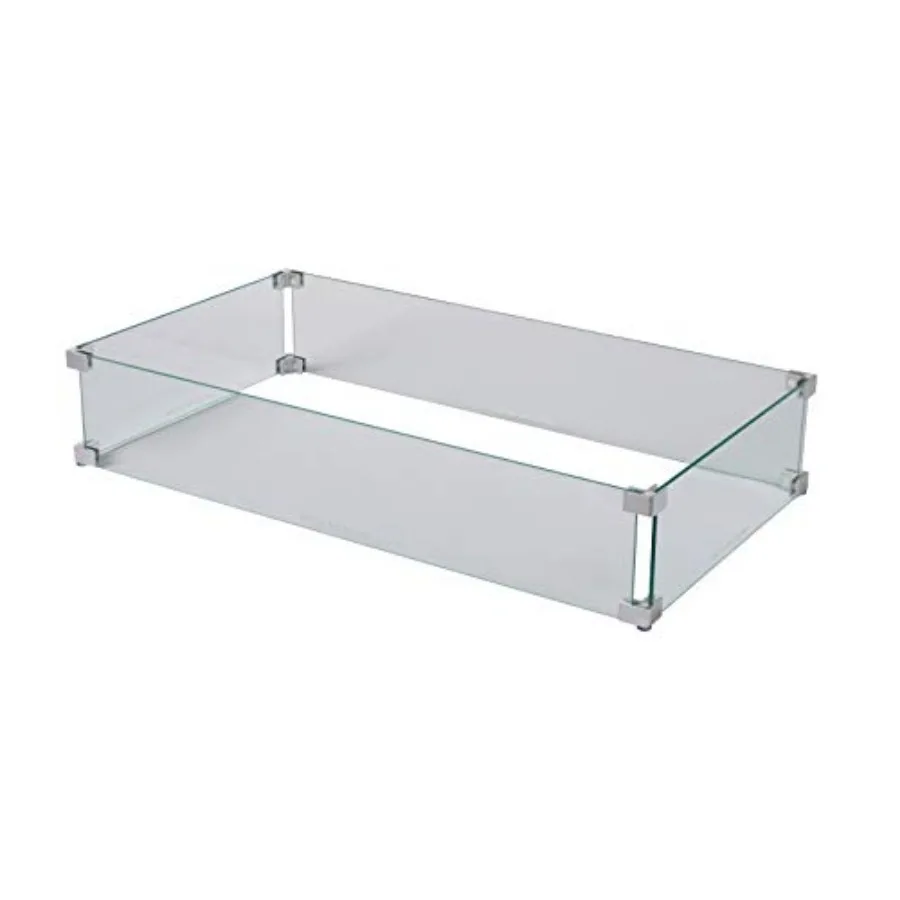 

63248 Fire Pit Wind Guard Clear Tempered Glass Best Flame Viewing Experience for Propane Gas Fire Pits and Patio Heaters - Rect