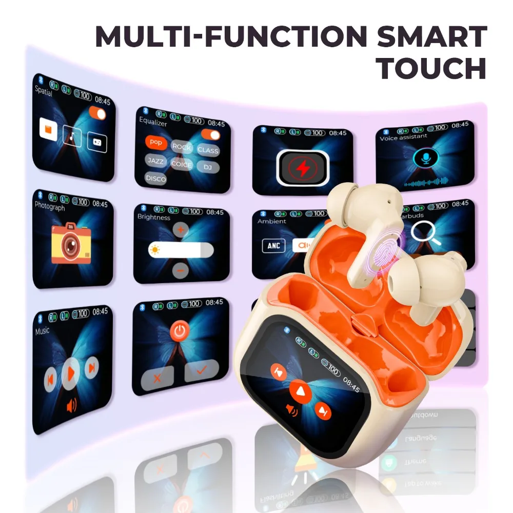 Cuffie per traduttori in tempo reale con touch screen intelligente Auricolari per traduttori di lingue 144 Cuffie da viaggio wireless con cancellazione del rumore