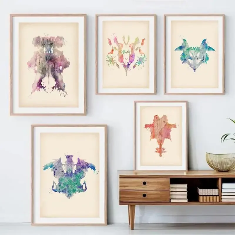 12 بطاقة اختبار Rorschach طبيب نفسي الرسم على لوحات القماش الجدارية الشمال الملصقات والمطبوعات جدار صورة لديكور العيادة