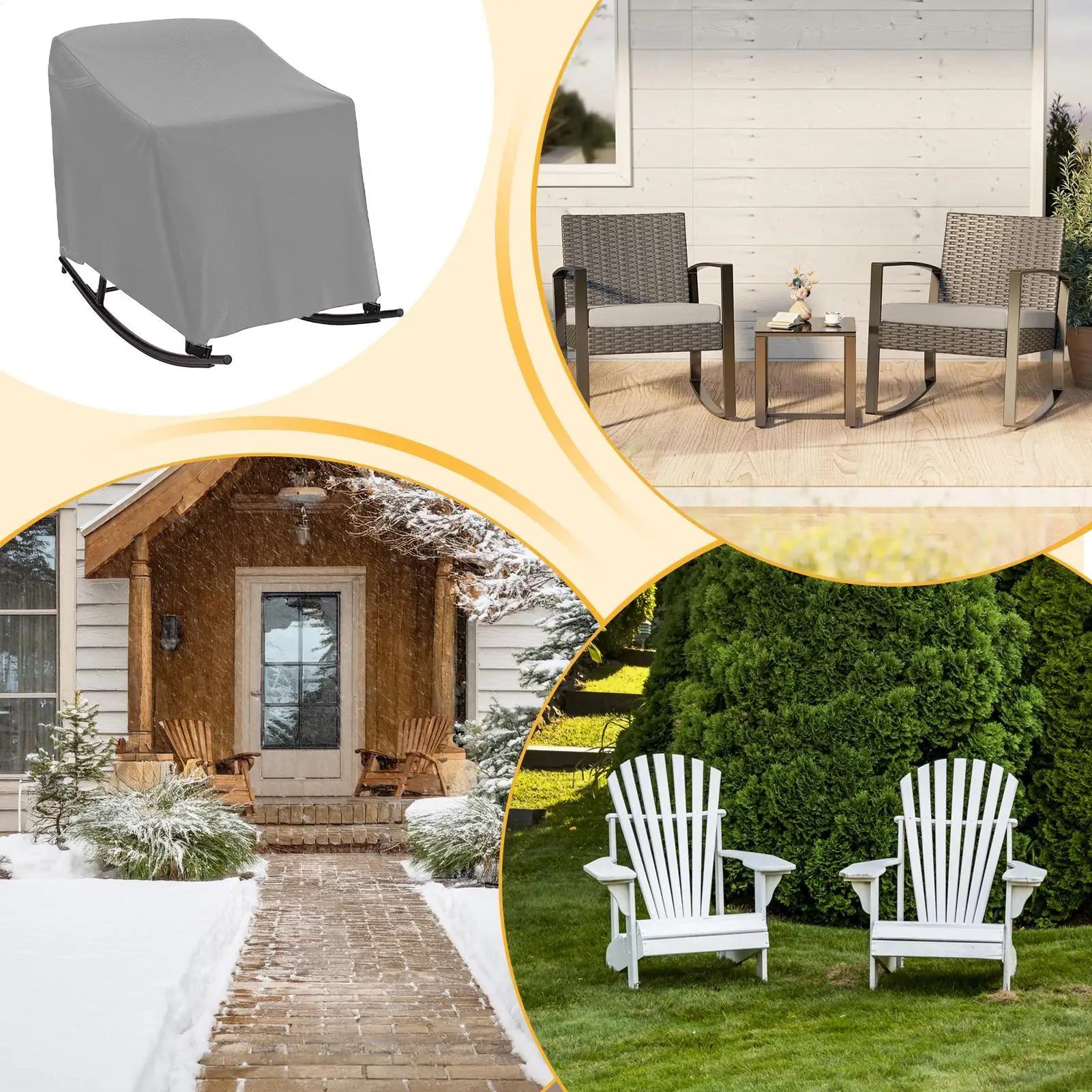 

Чехол на кресло-качалка, ветрозащитный, водонепроницаемый, моющийся, чехол на кресло-качалка для сада, двора, фермы, лужайки, двора, балкона