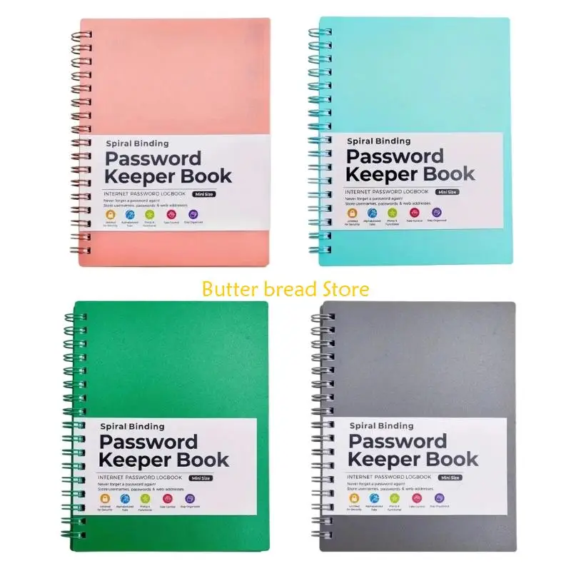 

W89C Password Keeper Book Portable Spirals Notebook Password Book Office Supplies