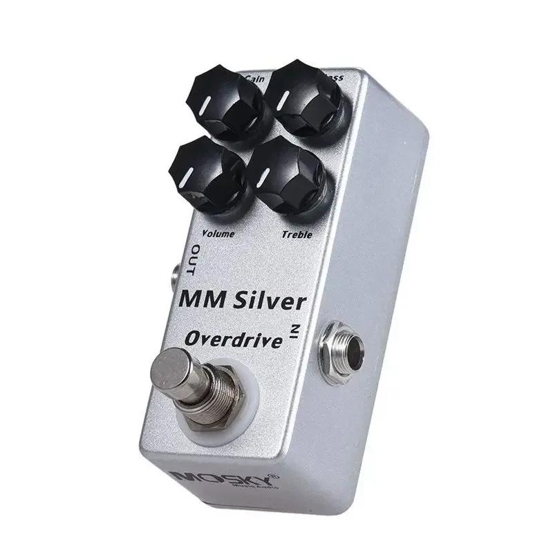 

Педаль эффектов Mosky MM Silver Overdrive с 4 кнопками (гейн/громкость/бас/высокие частоты), гитарные педали, аксессуары для гитары