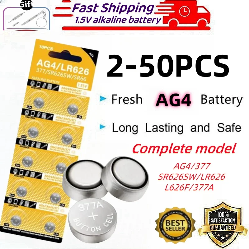 

AG4 377 Watch Battery SR626SW Button Batteries SR626 177 376 626A LR66 LR626 Cell Coin Alkaline Battery For Watch Toys Clock