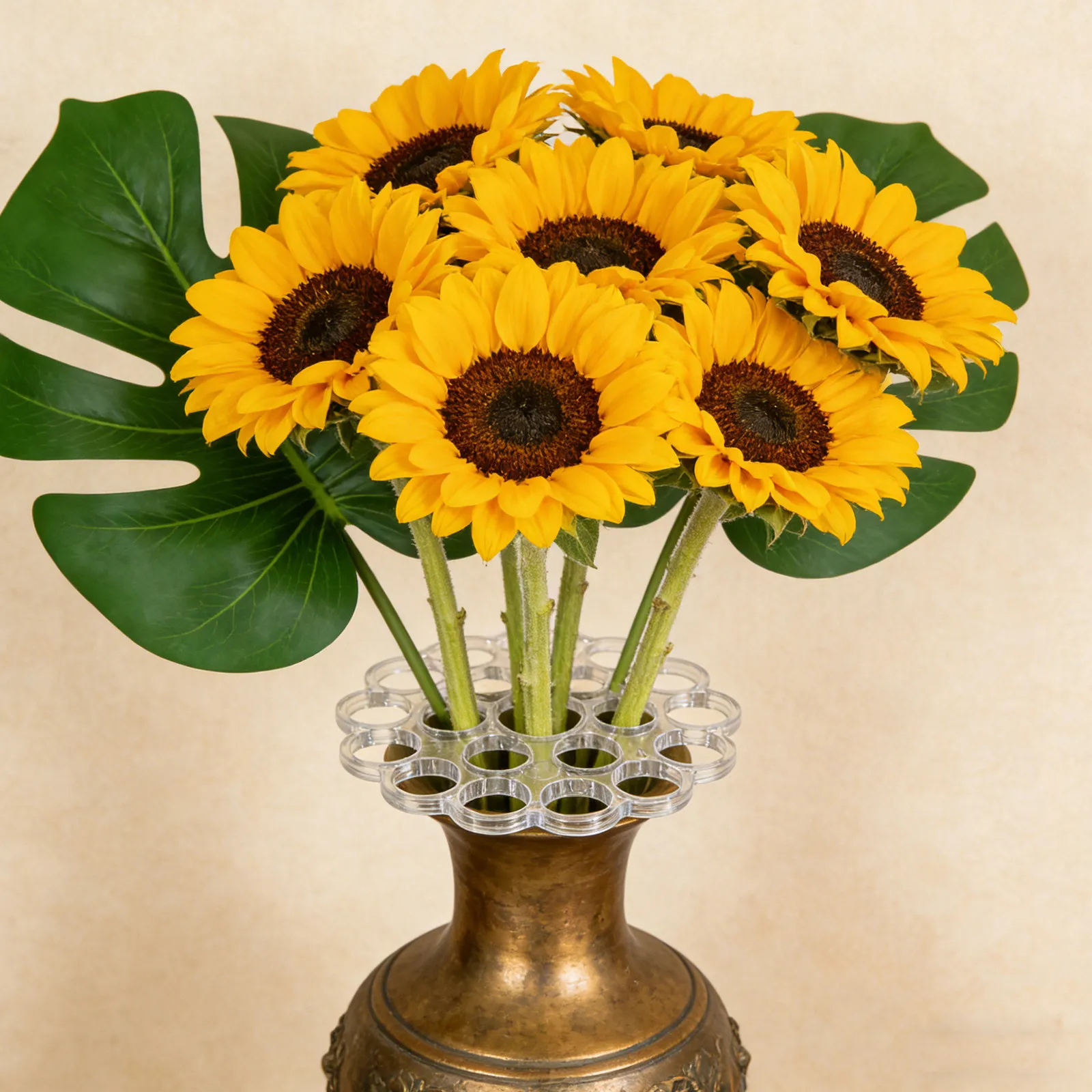 2Pcs Clear Floral Grid Flower Arrangement Holder 20-Hole Vase Stem Fixer Reusable Wedding Bouquet Support Tool
