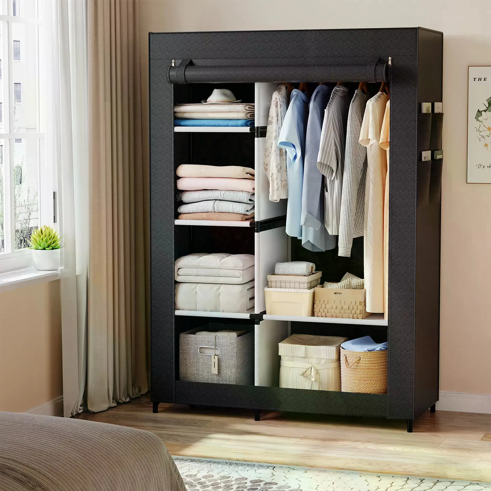 Sweetcrispy Sweetcrispy Spacious Freestanding Wardrobe Storage Unit - Portable Garment Rack with Cover Keeps Contents Clean, Space-Saving Modern Furniture, Small Room Organization Product for Bedroom - Aliexpress Deal