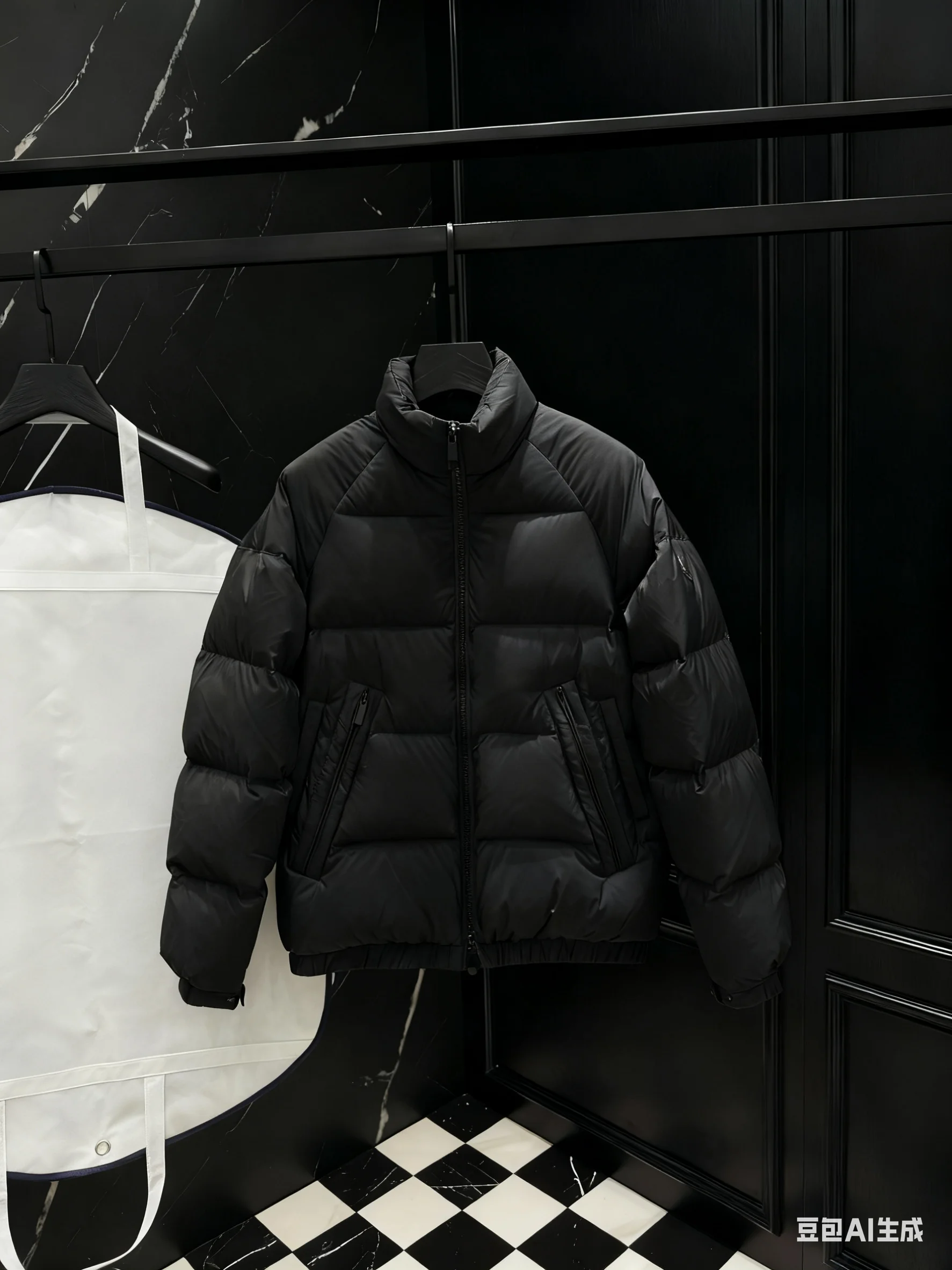 

2025 Men Women Black Puffer Jacket High Neck Thick Warm Windproof Winter Outwear