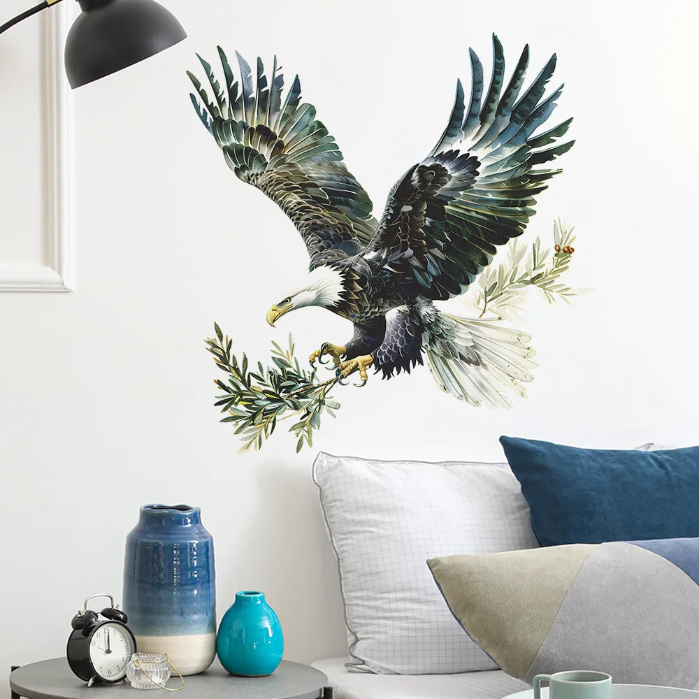 

Watercolor Soaring Eagle Wall Sticker For Living Room Sofa Background Decor Mural Bedroom Decoration Self-adhesive Animal Decals