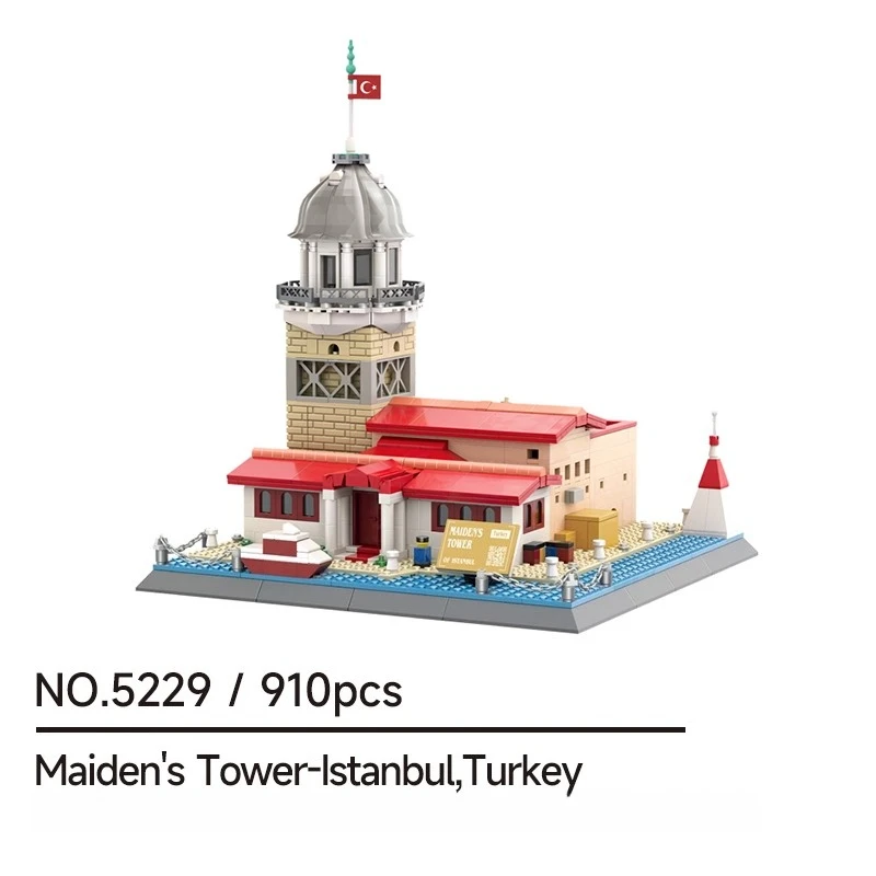 SEMBO トルコ イスタンブール マイデンタワー 組み立てブロック 手組み立て式 外国建築 クリエイティブモデル デスクトップ教育玩具