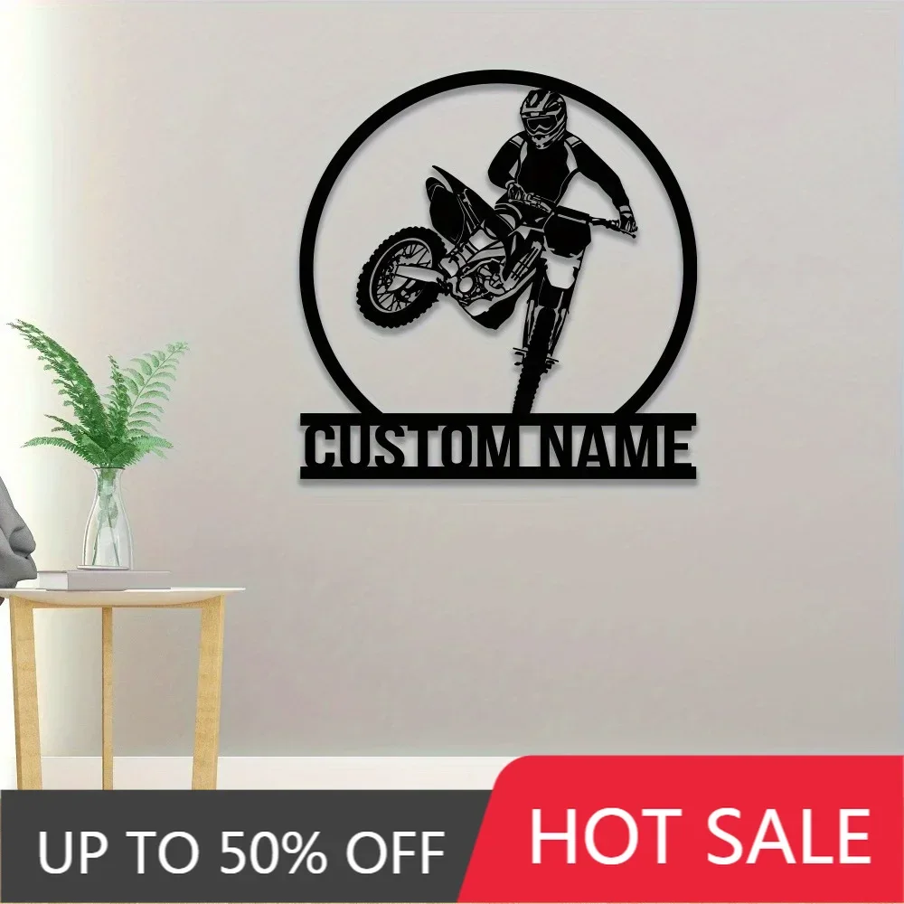 

Home Decor,Customizable Motorcycle Themed Metal Wall Art with Inscribed Family Name Indoor Outdoor Suitable for Party Holiday Gi
