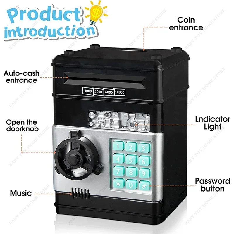 ATM Bank Toys for Kids Mini  Automatic  Safe Coins Cash Saving Money Box with Code Key Lock Coin   Children Gifts