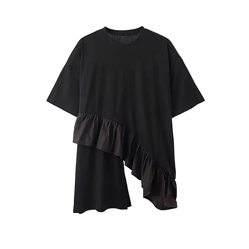 

Мужская простая индивидуальная футболка с воланами, модная мужская и женская футболка с темным нерегулярным дизайном и короткими рукавами