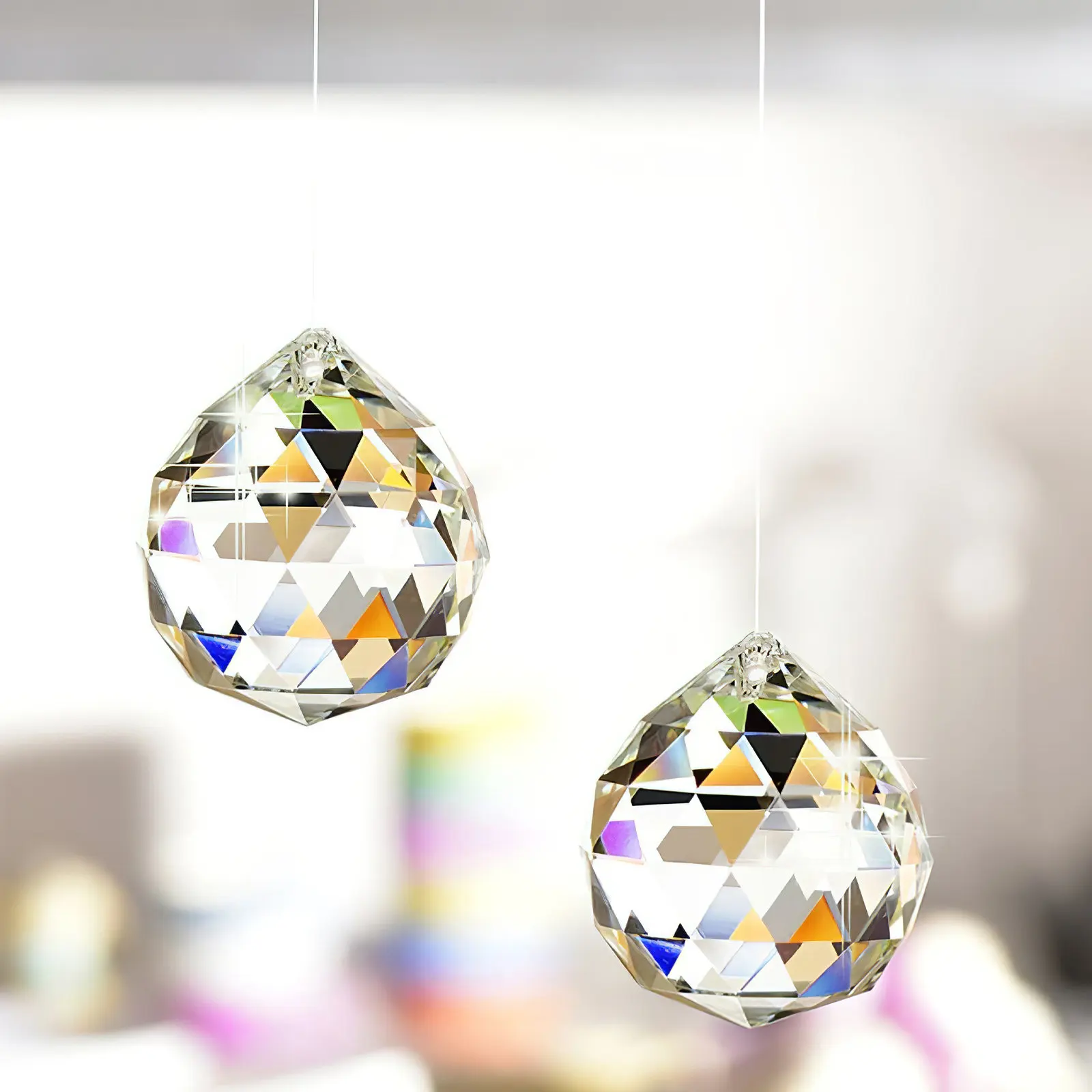 4Pcs Crystal Prisms Sun Catcher Rainbow Pendant Hanging Ornaments Clear Crystal Ball Prisms Window Decor Christmas Tree DIY Home