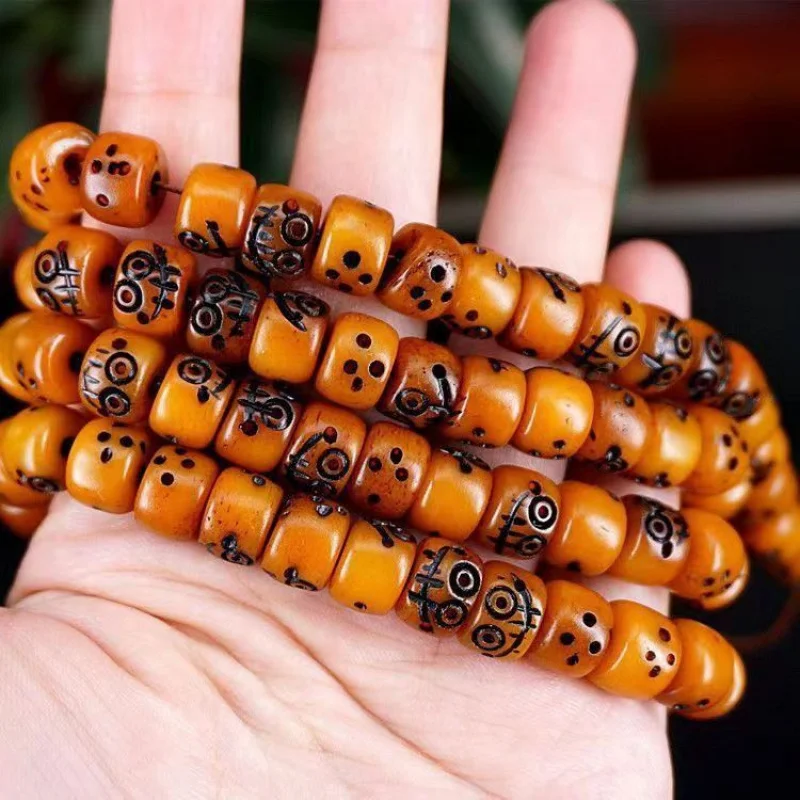 

Бусины из кости яка Адай Линг, 108 тибетских буддийских бусин, ожерелье-браслет, культурные аксессуары