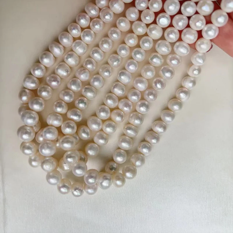 

8-9Mm Freshwater NuclearPearl Semi-Finished Loose Beads String Chain Goose Necklace