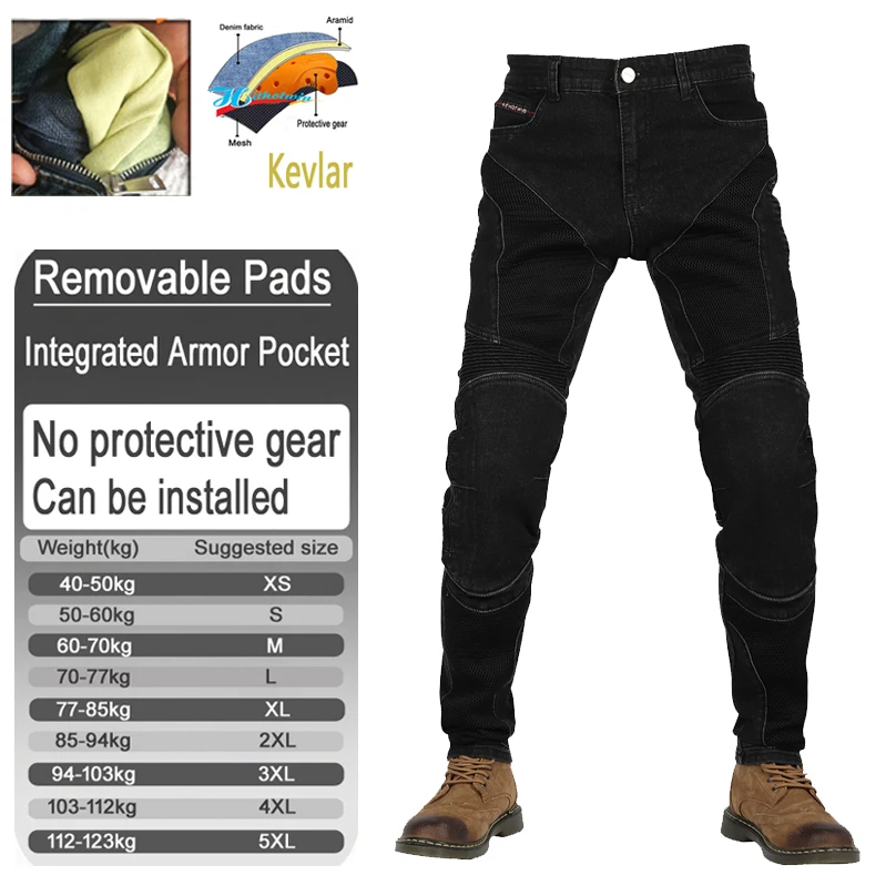 Men motocross pants Summer motorcycle jeans mesh all black riding with armor pockets armor not included 032