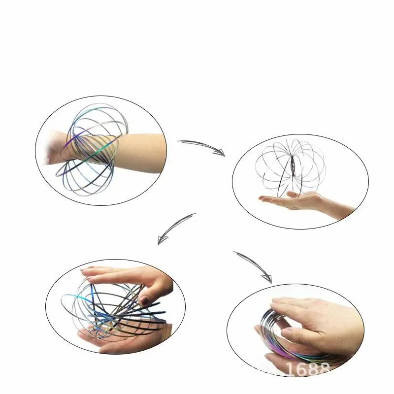 Magic Bracelet Aniti-stress Magic Funny Flow Ring Kinetic Spring Toys Stainless Steel Flow Color Rings Funny Toys for Children