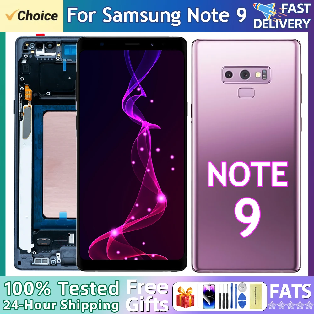 100% Test For Samsung Note9 LCD Display Touch Screen Digitizer Assembly For Samsung Note 9 N960F N960U N9600 LCD Frame