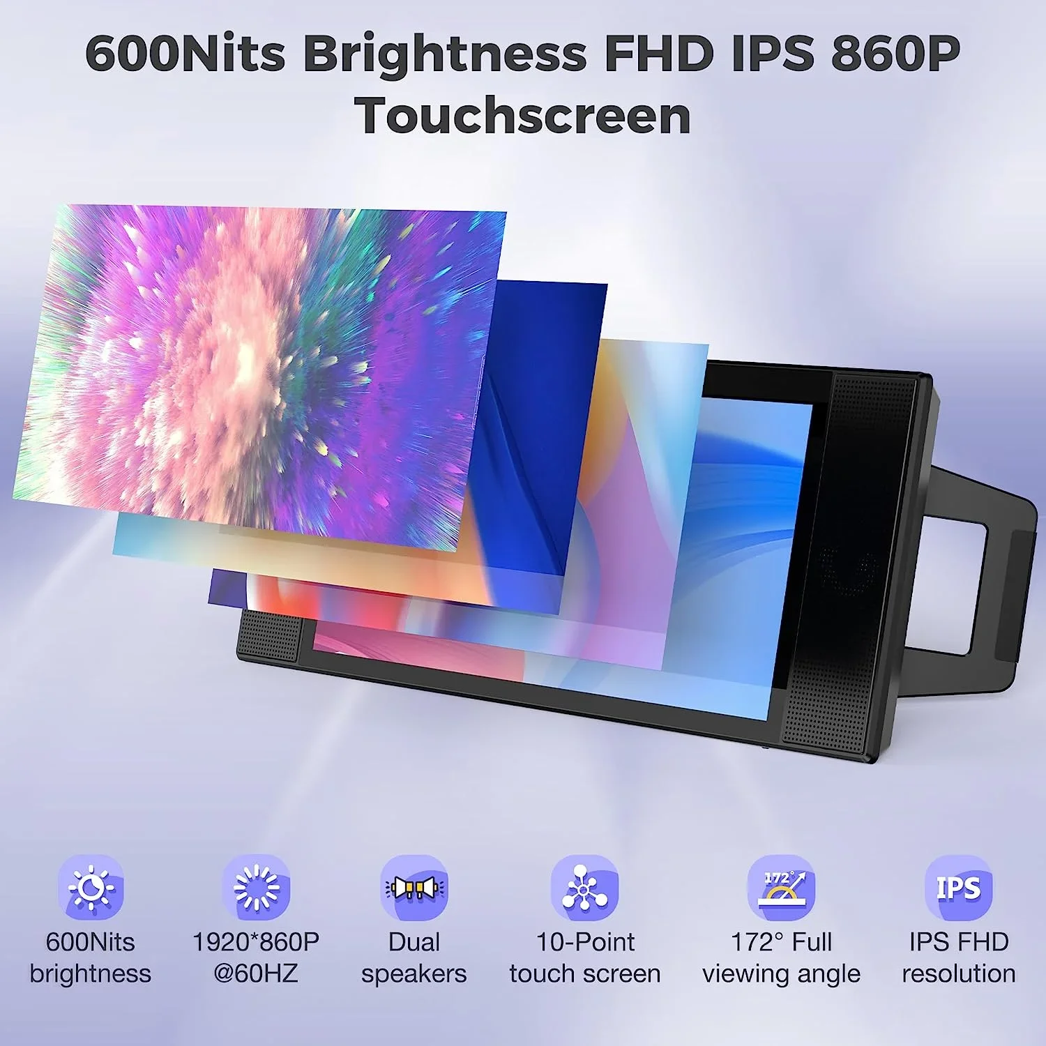 12.3'' Touch Screen Monitor 1080P Portable Monitor Touchscreen YPE C HDR IPS Monitor with Smart Cover & Two Speaker