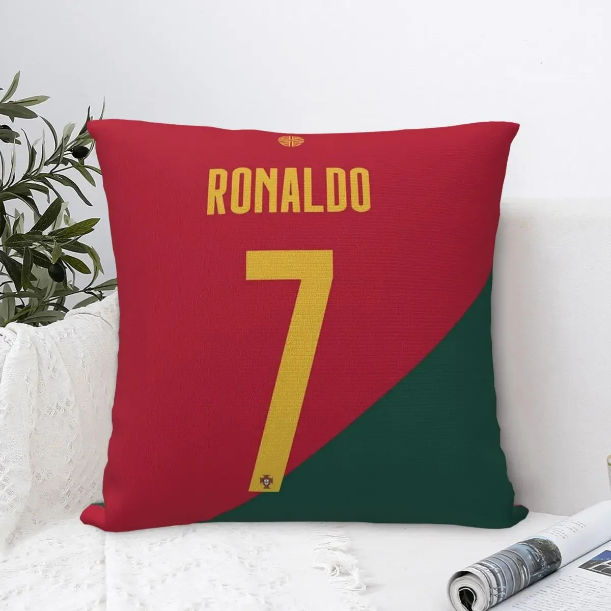 Cristiano Ronaldo Jersey Cr7 Portuguese Flag Square Pillow Case Cushion Covers Funny Zippered Decor Pillowcase for Home 45x45cm