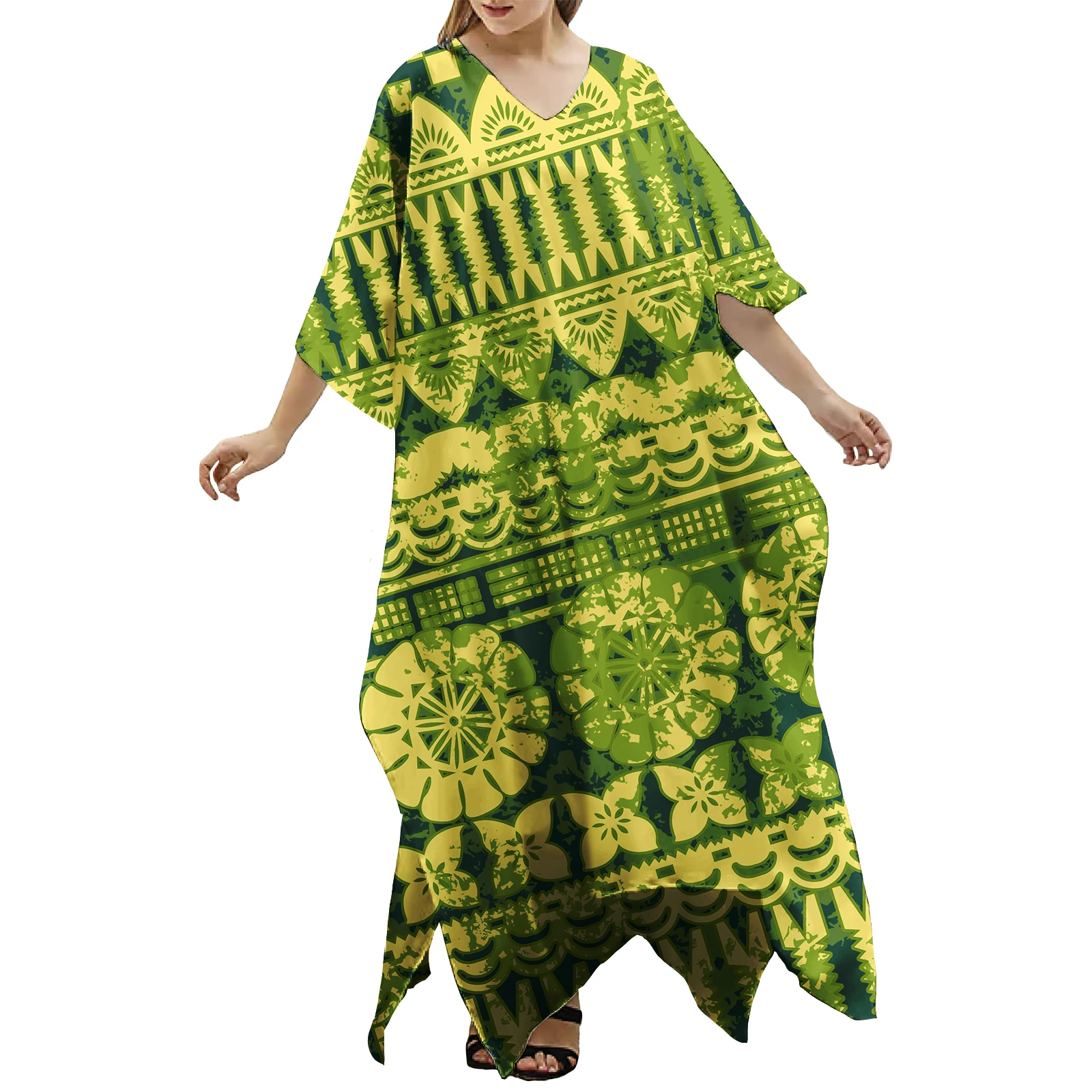 New Design Custom Polynesian Tribal Dress Plus Size Elegant Women Evening Party Dresses Tonga Fiji Female Adult Beach Wear