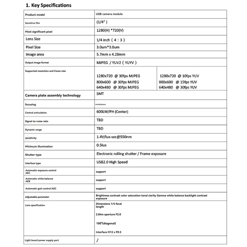 100 Degree Camera Module 1MP OV9732 1280X720 USB Free Driver Manual Focus With2 Meter Cable Forwinxp/7/8/10 2Pcs