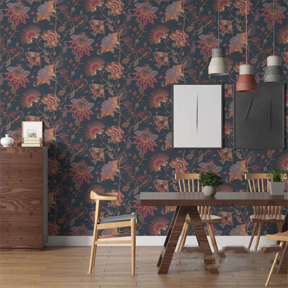 custom papel de parede Antique black flowers wallpapers for living room TV background 3D wallpaper for wall stickers home decor