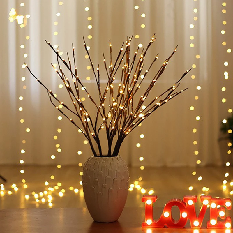 20 Bulbs LED Lighted Twig Branches Lights Battery Powered Decorative Lights Willow Twig Lighted Branch For Home Decoration