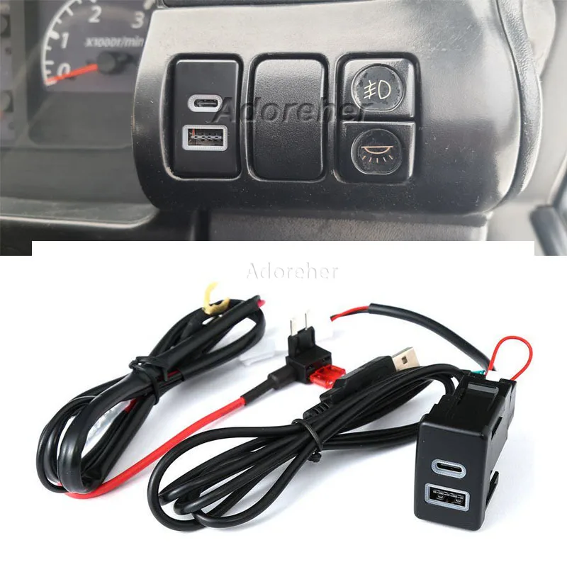 Carregador Rápido para Carro com 1 Porta USB Tipo C PD e Saída de Áudio para Isuzu 3.0 4JJ1 700P - Acessório Automotivo