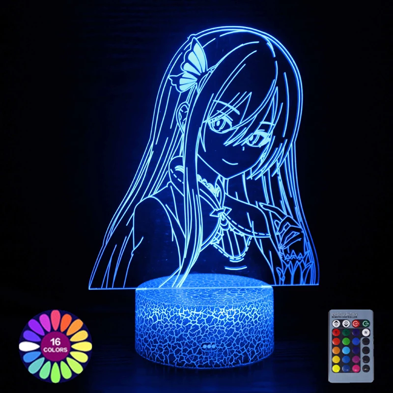 Led Lamp Anime Emilia USB Battery Power Children Night Light Boys Girls Manga Gift Cartoon 3d Table Lamp Bedroom Room Decoration