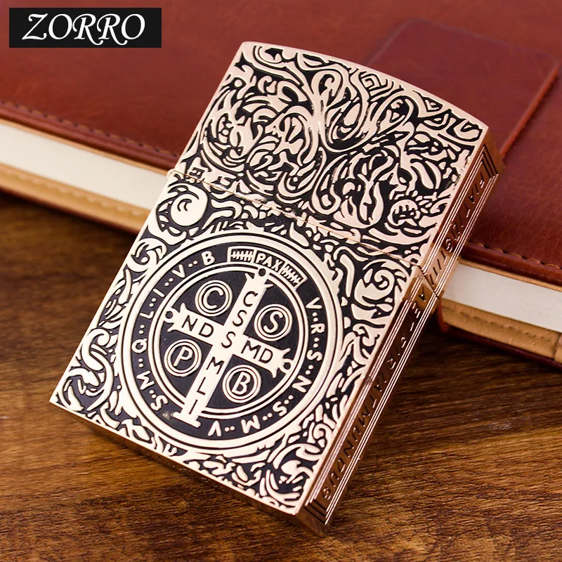 ZORRO New Creative Personality Constantine Extra Large Copper Kerosene Lighter Heavy Armor Extra Large Lighter Men\'s Small Gift