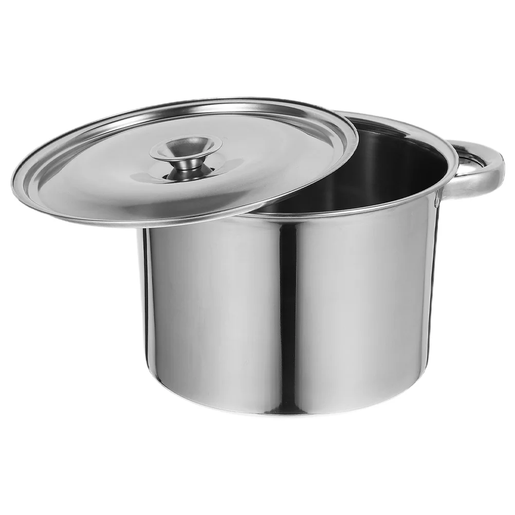 

Stainless Coffee Pot Thickened Soup Cookware With Lid Oil Barrel Silver Multifunctional Household Frying Pan